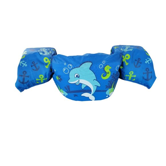 Stearns Puddle Jumper Life Jacket Swim Aid For Kids With Fun Dolphin & Anchor Pr - Picture 2 of 5